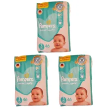 پوشک پمپرز مدل baby dry سایز 3 بسته 46 عددی مجموعه 3 عددی