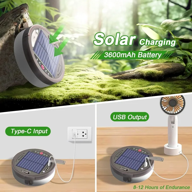 چراغ اضطراری کمپینگ لایت مدل SOLAR PANEL20 با نور چند رنگ