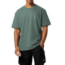 تیشرت اورسایز آستین کوتاه مردانه نوزده نودیک مدل TS1989 Gr