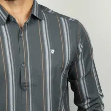 پیراهن آستین بلند مردانه مدل کنفی راه راه ۳۶۱۰۱۱۰۴