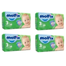پوشک کودک مولفیکس کد 012 بسته 38 عددی مجموعه 4 عددی