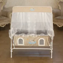 گهواره نوزاد شادی مدل مخمل طرح خرس خوابیده