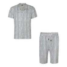 ست پولوشرت و شلوارک مردانه مدل لوزی مراکشی کد L-D رنگ سفید