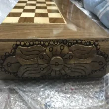 صفحه شطرنج چوبی مدل ریشه گردو طرح منبت