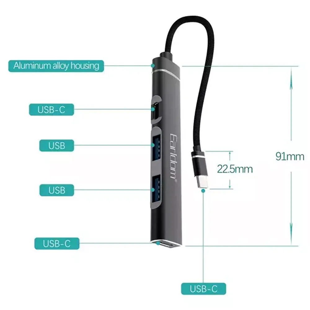 هاب 4 پورت USB-C ارلدام مدل HUB19