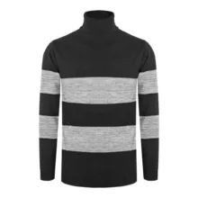 پلیور یقه اسکی مردانه مدل بافت راه راه