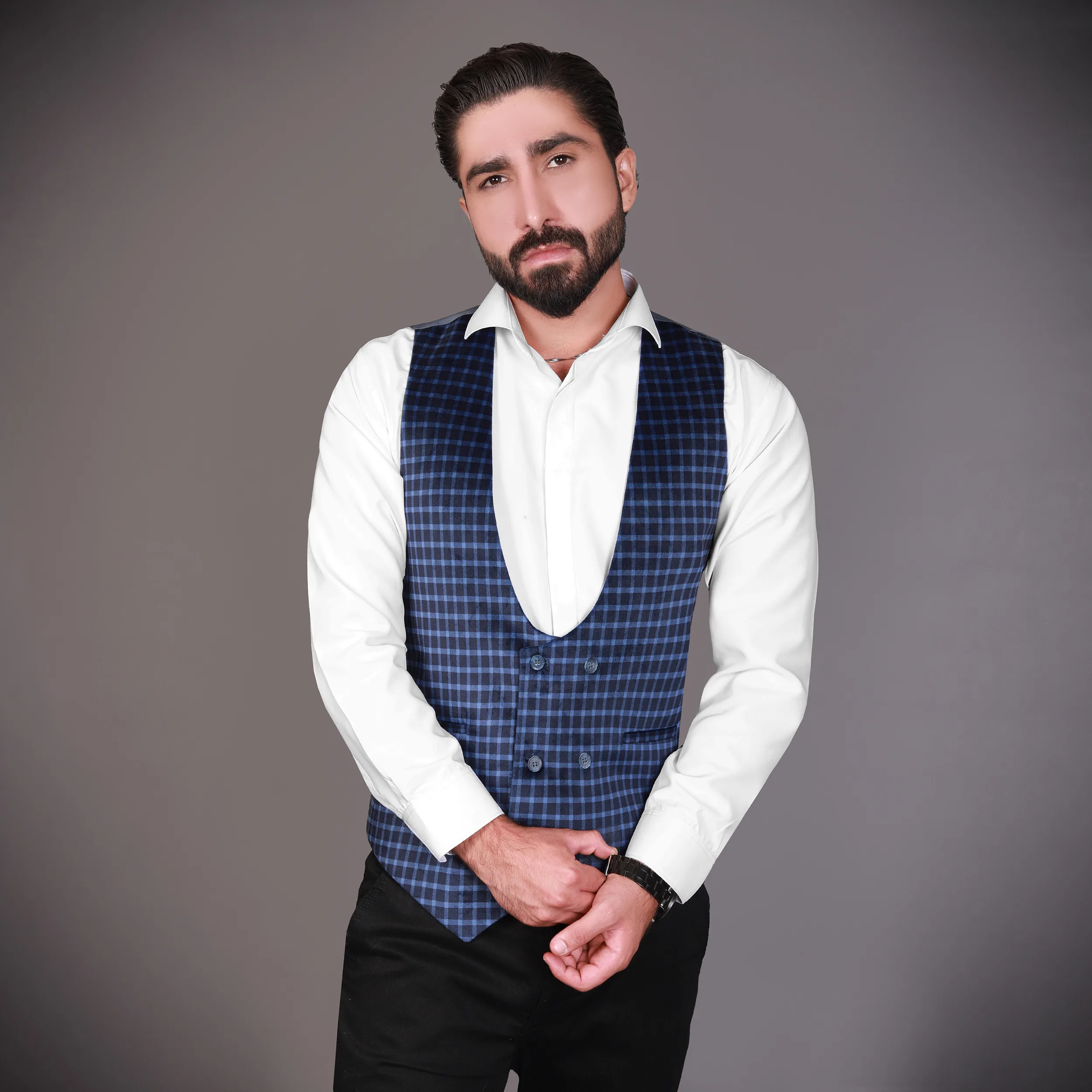 جلیقه مردانه مدل مخمل چهارخانه