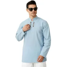 پیراهن آستین بلند یقه دیپلمات مردانه مدل 8 دگمه