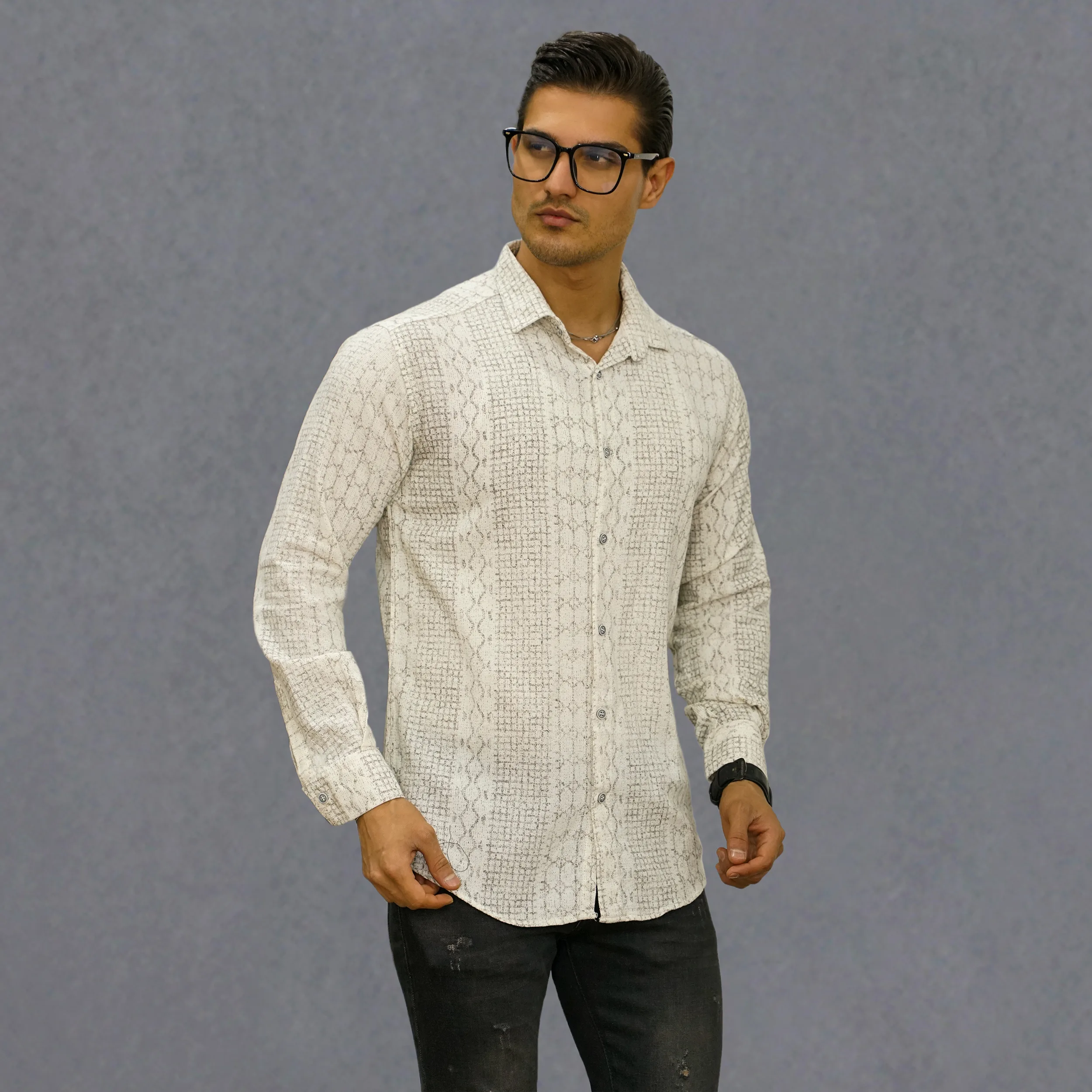 پیراهن آستین بلند مردانه مدل چاپ کد 1148-058