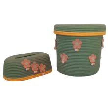 ست سطل و جادستمال کاغذی اتاق کودک مدل شکوفه