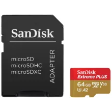 کارت حافظه microSDXC سن دیسک مدل extreme plus V30 کلاس 10 استاندارد UHS-I U3 سرعت 170MBps ظرفیت 64 گیگابایت به همراه آداپتور sd