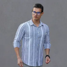 پیراهن آستین بلند مردانه مدل کنفی کد 1158-094