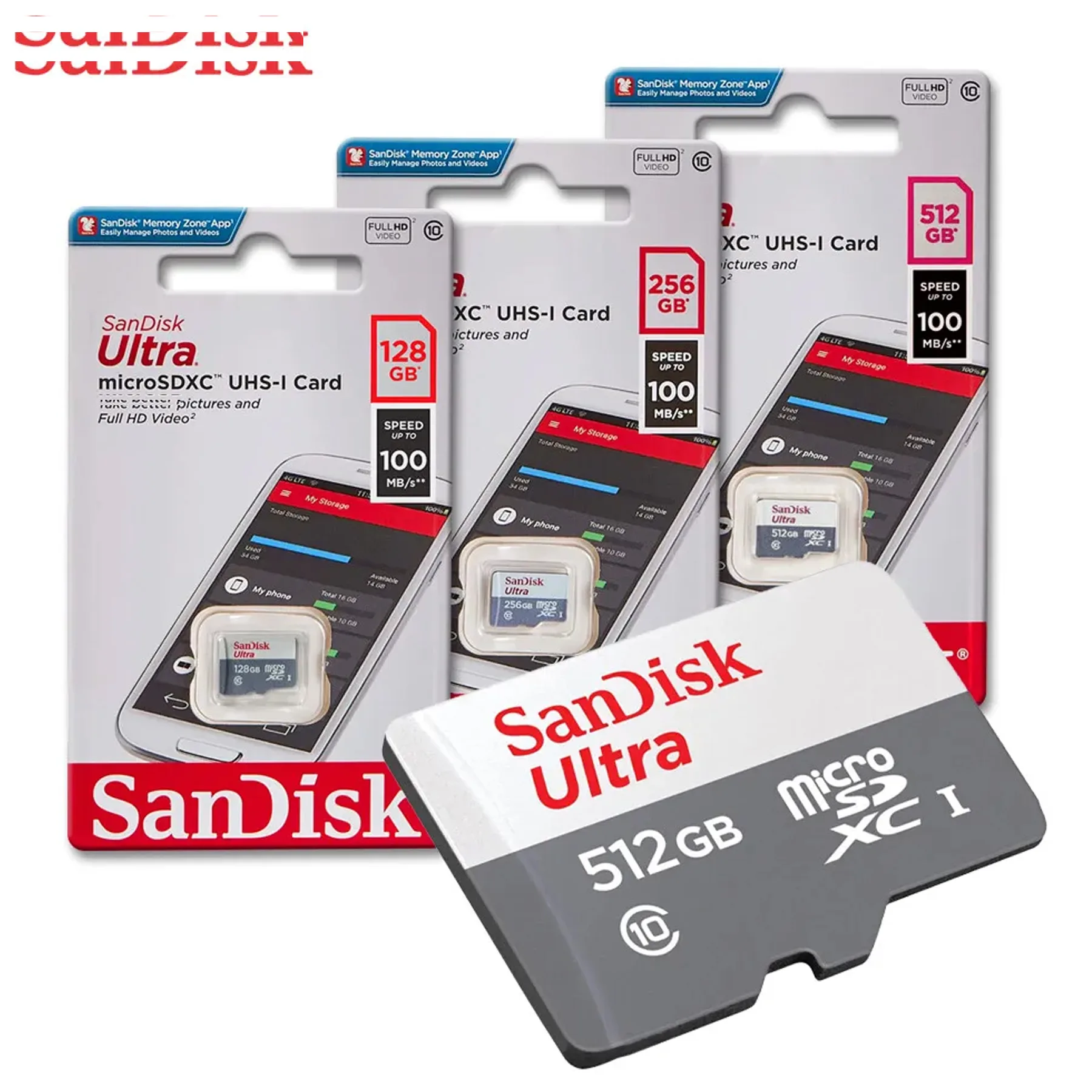 کارت حافظه microSDXC سن دیسک مدل Ultra کلاس 10 استاندارد UHS-I U1 سرعت 100MBps ظرفیت 512 گیگابایت