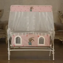 گهواره نوزاد شادی مدل مخمل طرح خرگوش و قلب