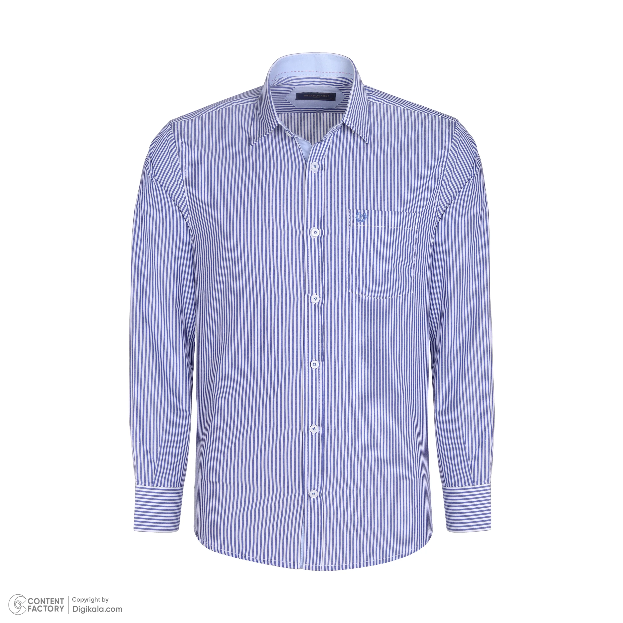 پیراهن آستین بلند یقه برگردان مردانه پاتن جامه مدل کلاسیک 102721030217287 طرح راه راه