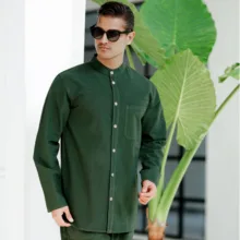 پیراهن آستین بلند یقه دیپلمات مردانه مدل تمام دکمه