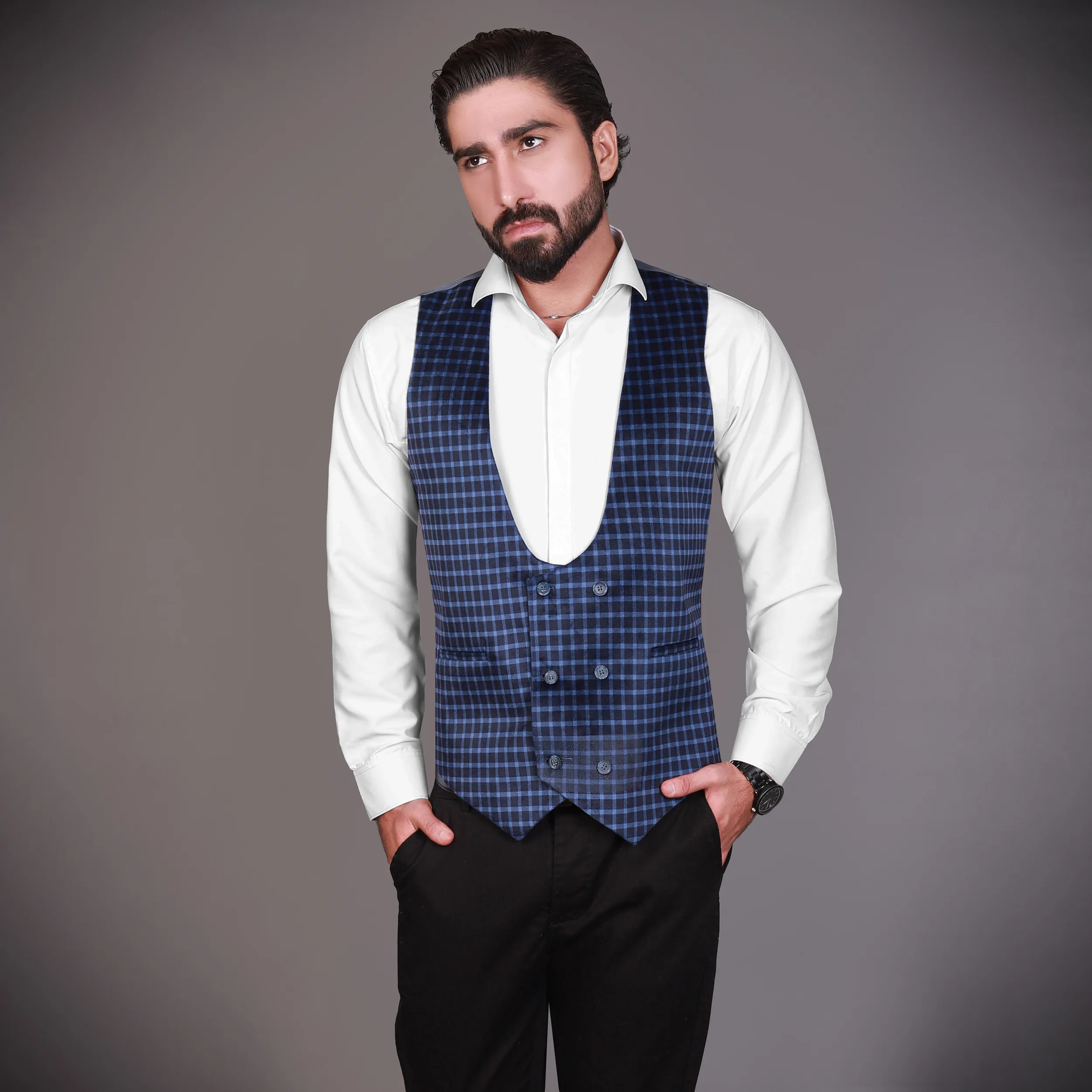 جلیقه مردانه مدل مخمل چهارخانه