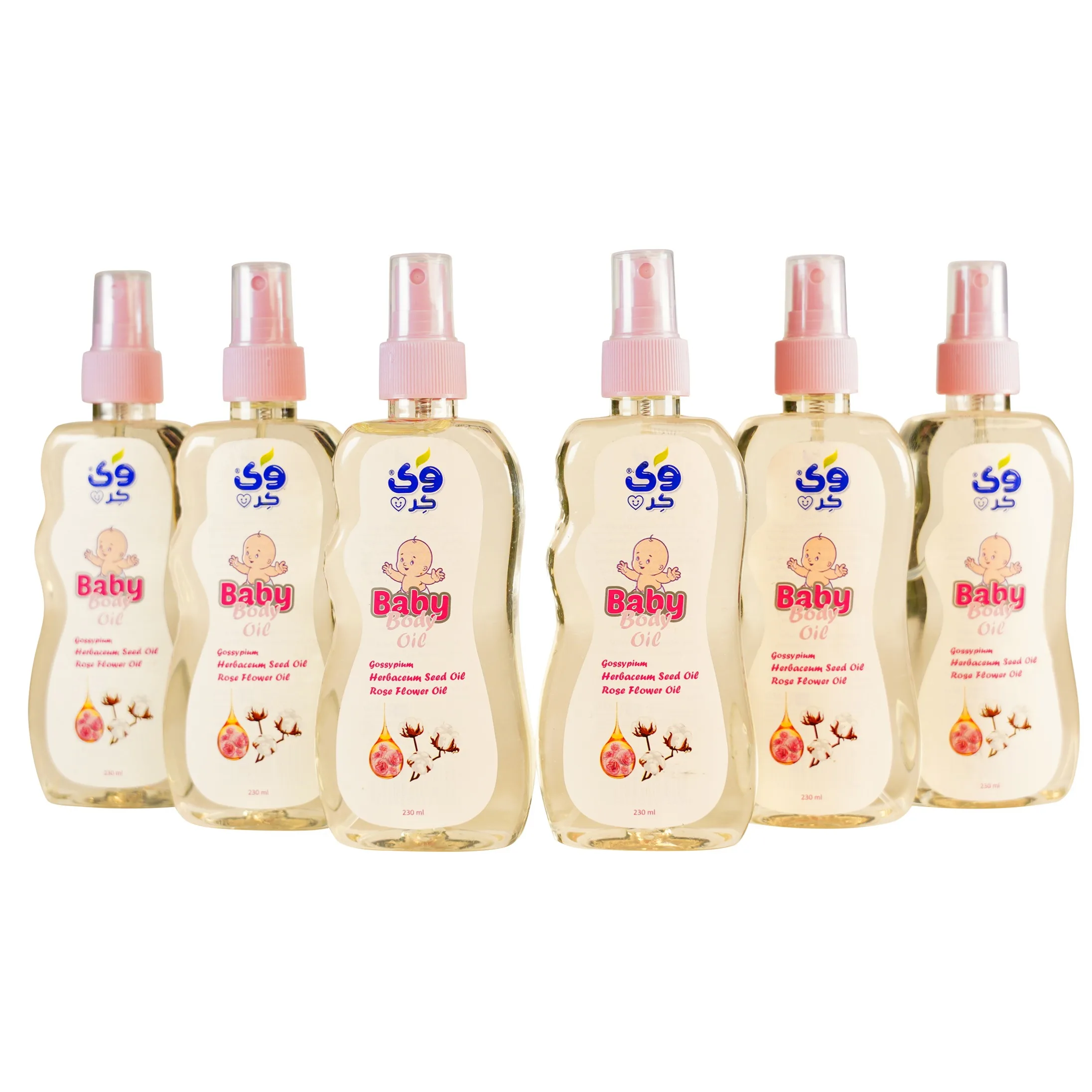 اسپری روغن بچه وی کر مدل روغن پنبه دانه و گل رز حجم 230 میلی لیتر مجموعه 6 عددی