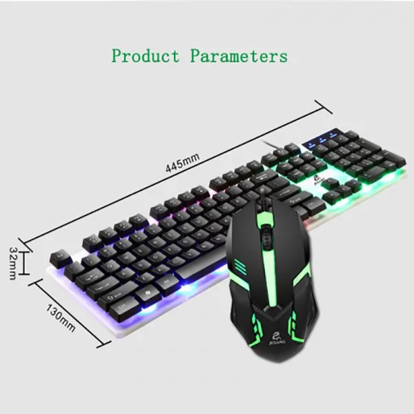 کیبورد و ماوس گیمینگ جکنگ مدل 1980، سوییچ ممبران، Full-Size، نورپردازی LED RGB