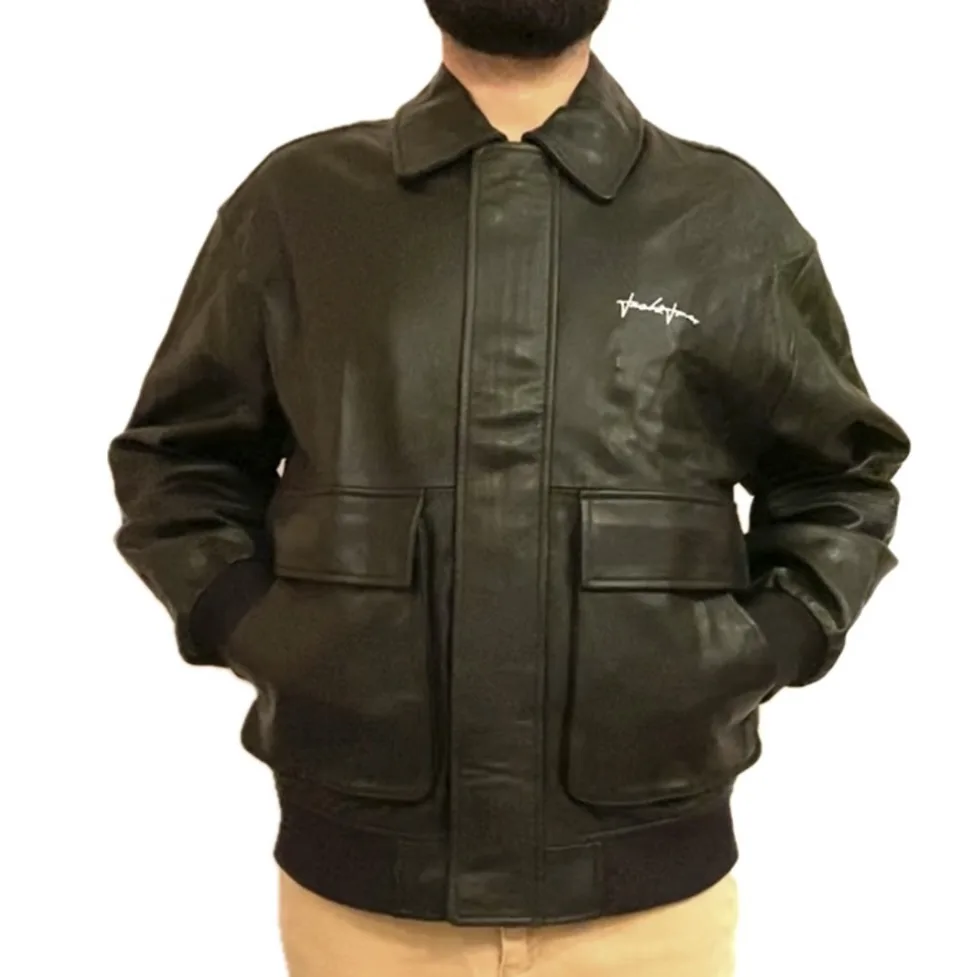 کت چرم مردانه جک اند جونز مدل JJC ALEX