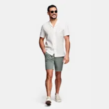 شلوارک مردانه مامی دوز مدل فرمال کتان رنگ سبز