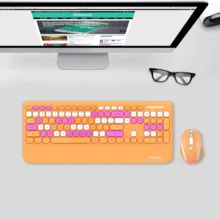 کیبورد و ماوس بی سیم هترون مدل HKCW350، سوییچ ممبران، Full-Size