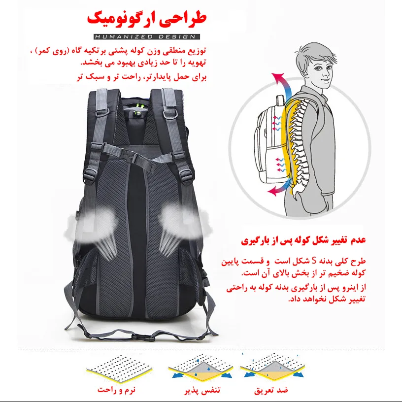 کوله پشتی کوهنوردی 50 لیتری فری نایت مدل FK0396