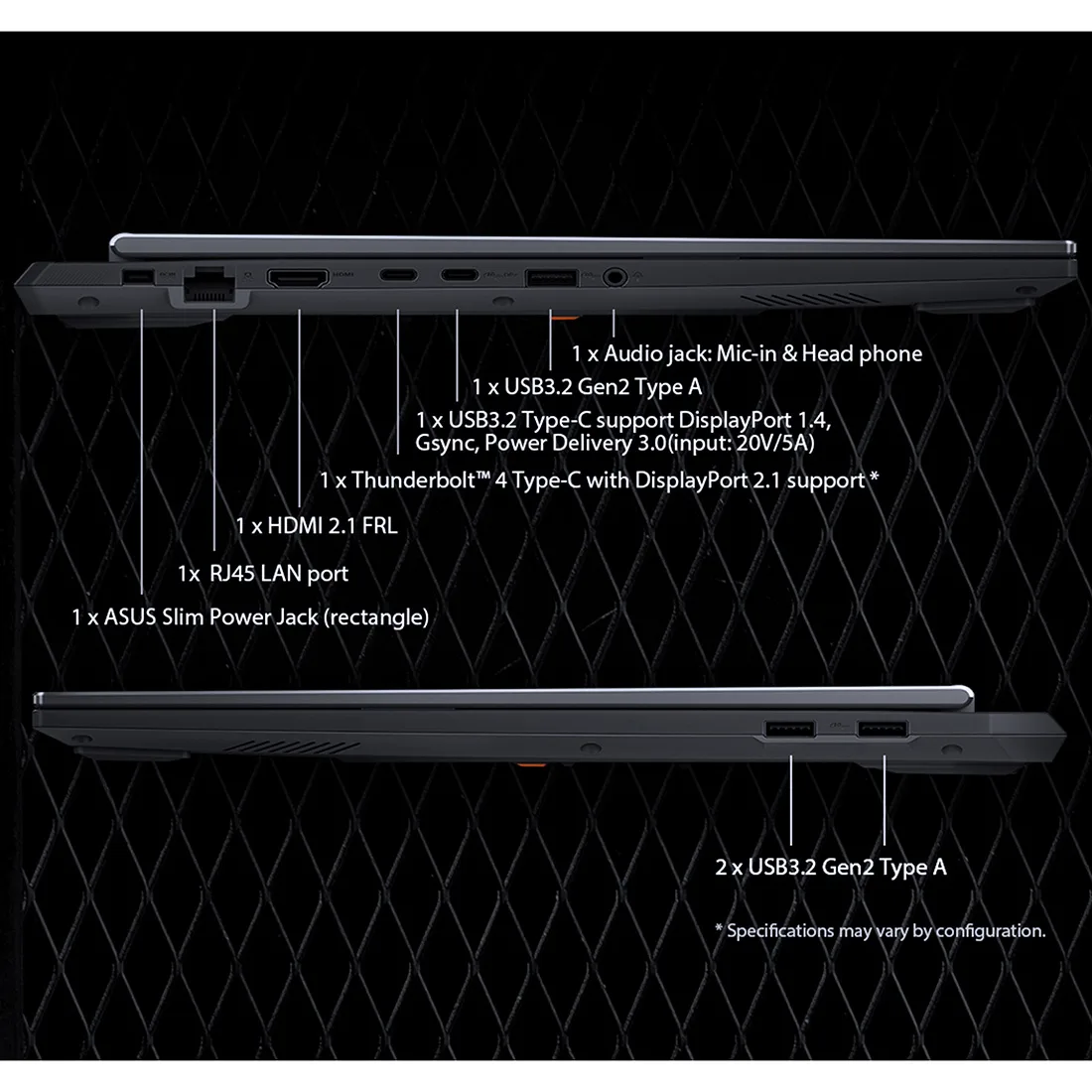 لپ تاپ 16 اینچی ایسوس مدل TUF Gaming F16 FX608JMR-F16I75060-i7 14650HX-32GB DDR5 5600MHz-1TB SSD-RTX5060 8GB-FHD 165Hz-W
