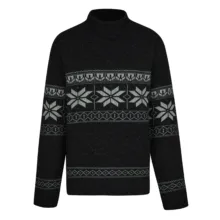 پلیور یقه اسکی مردانه مدل هندسی کد GO-SKI-BLK