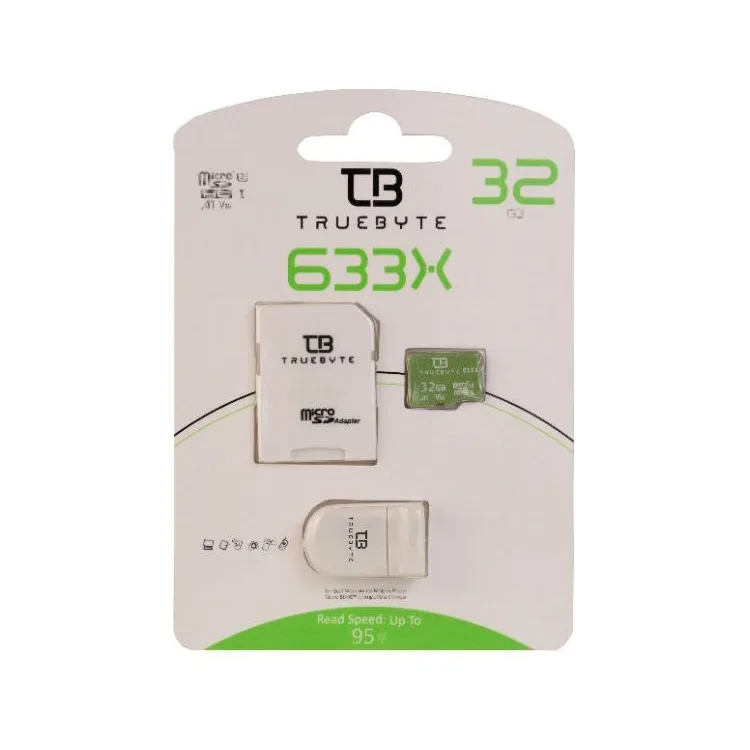 کارت حافظه microSDHC تروبایت مدل A1-V30-633X کلاس 10 استاندارد UHS-I U3 سرعت UHS-I U3 سرعت 95MBps ظرفیت 32 گیگابایت به همراه آداپتور SD و کارت خوان