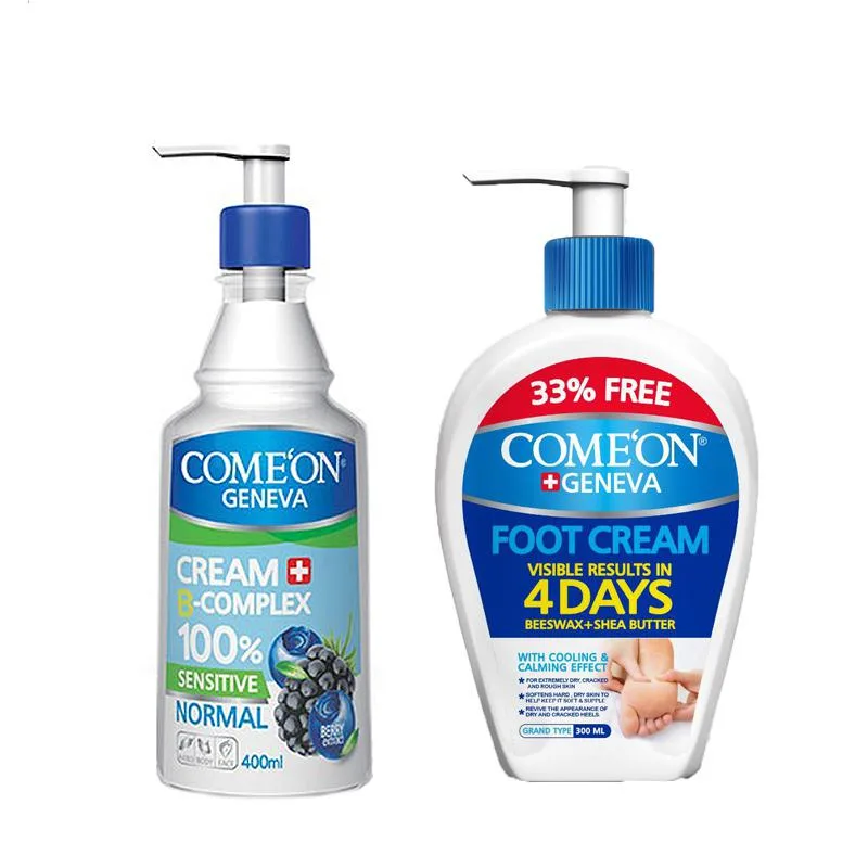 کرم مرطوب کننده کامان (Comeon) مدل Normal Bcomolex حجم 400 میلی لیتر به همراه کرم ترک پا حجم 300 میلی لیتر