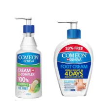 کرم مرطوب کننده کامان (comeon) مدل Oil FREE BCOMPLEX حجم 400 میلی‌لیتر به همراه کرم ترک پا حجم 300 میلی‌لیتر