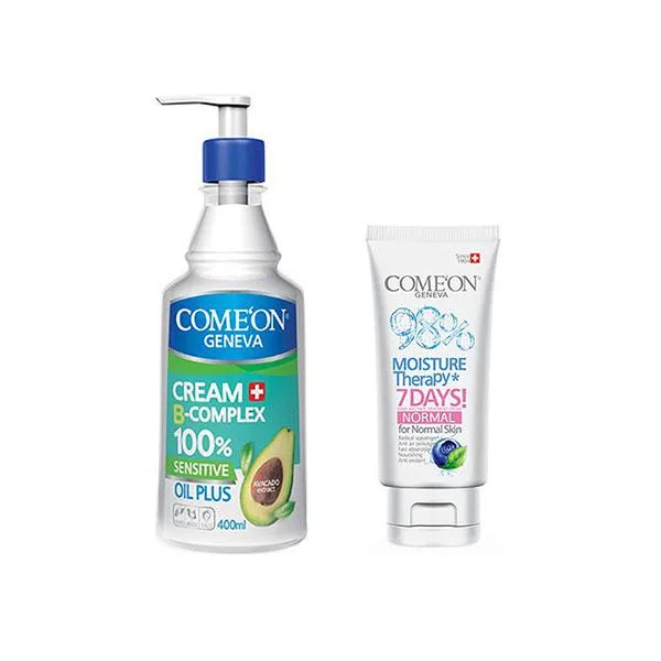کرم مرطوب کننده کامان (comeon) مدل Oil Plus B complex حجم 400 میلی‌لیتر + کرم کامان (comeon)مدلNormal حجم 475 میلی‌لیتر