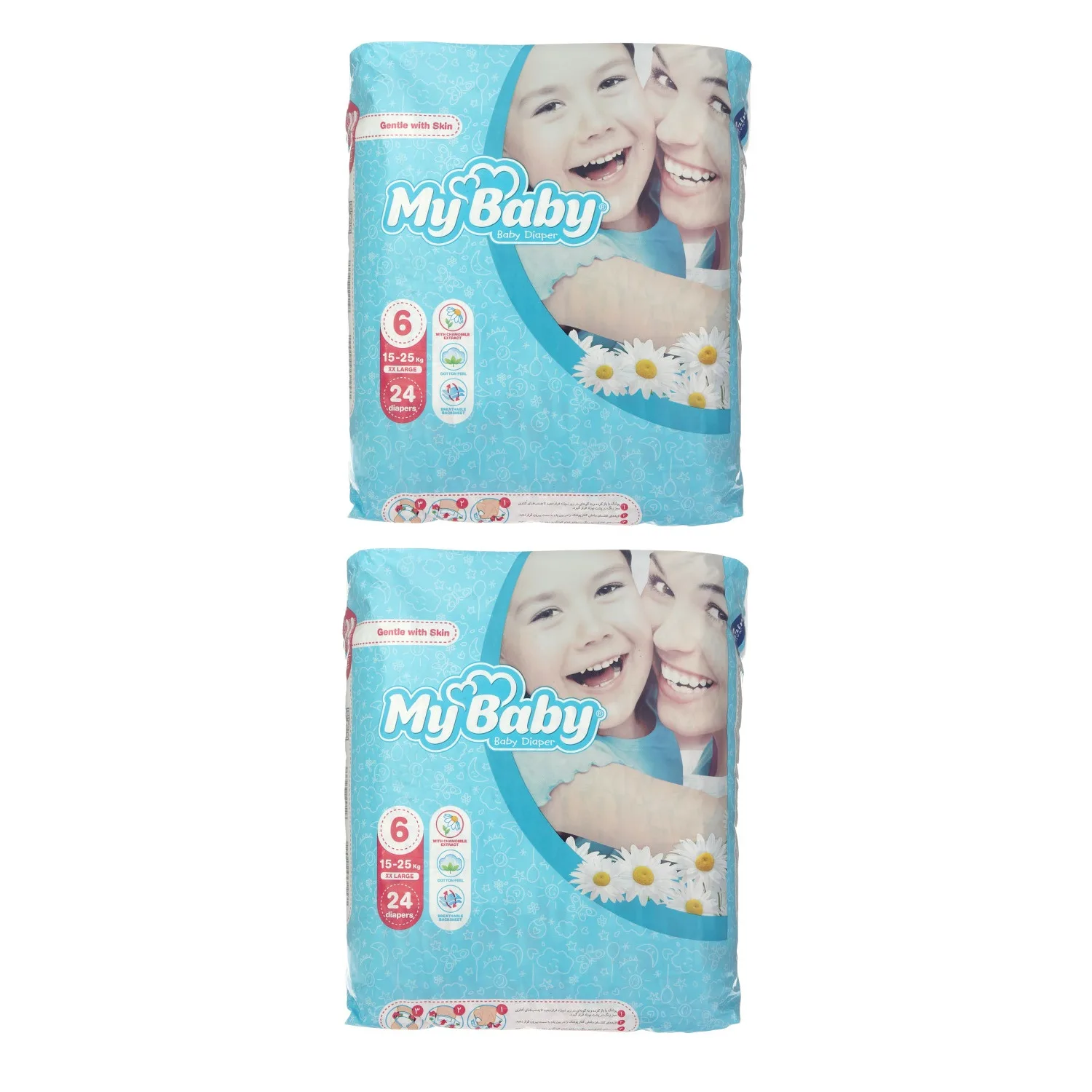 پوشک کودک مای بیبی مدل Max Care سایز 6 دو بسته 24 عددی