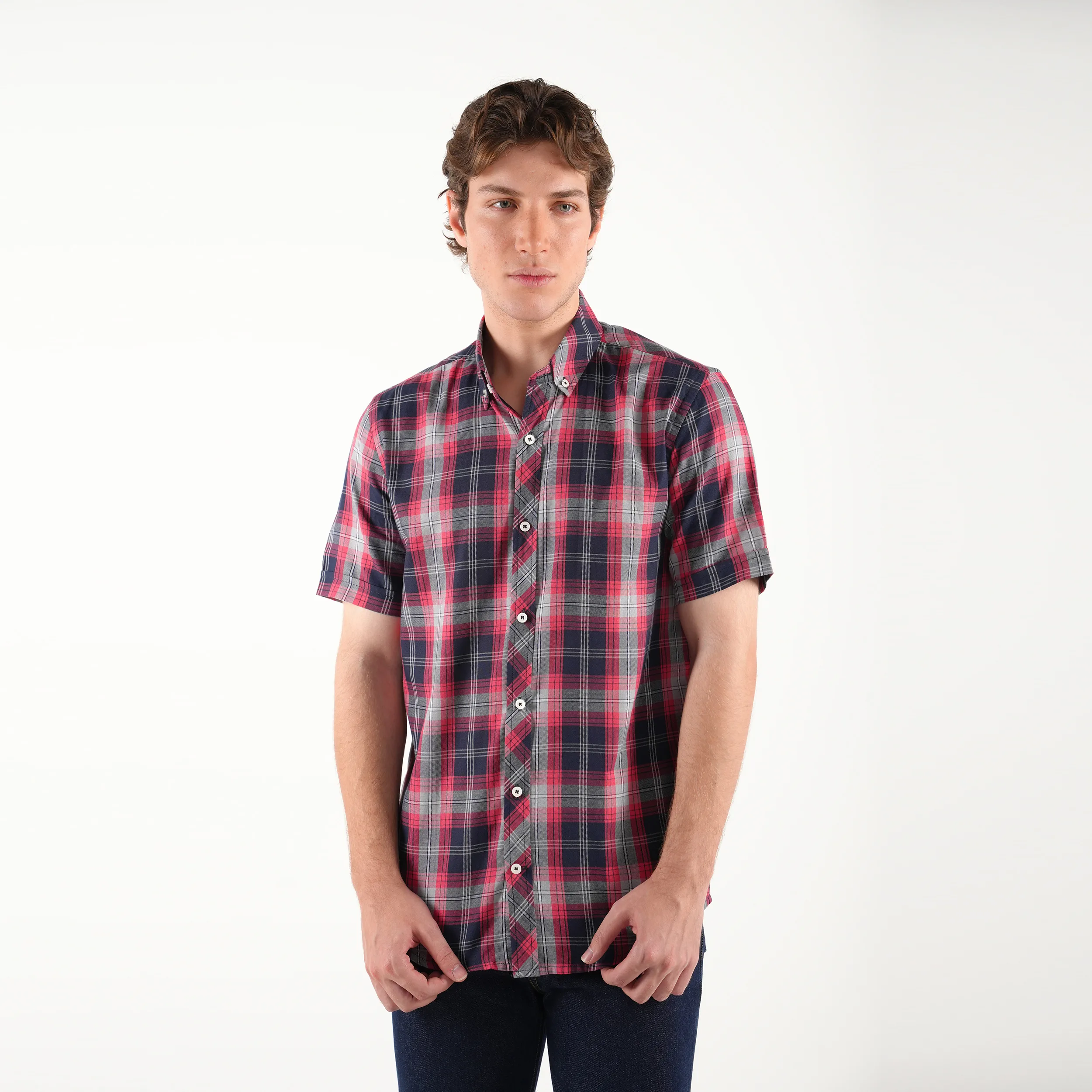 پیراهن آستین کوتاه یقه برگردان مردانه پاتن جامه مدل 04MR8091