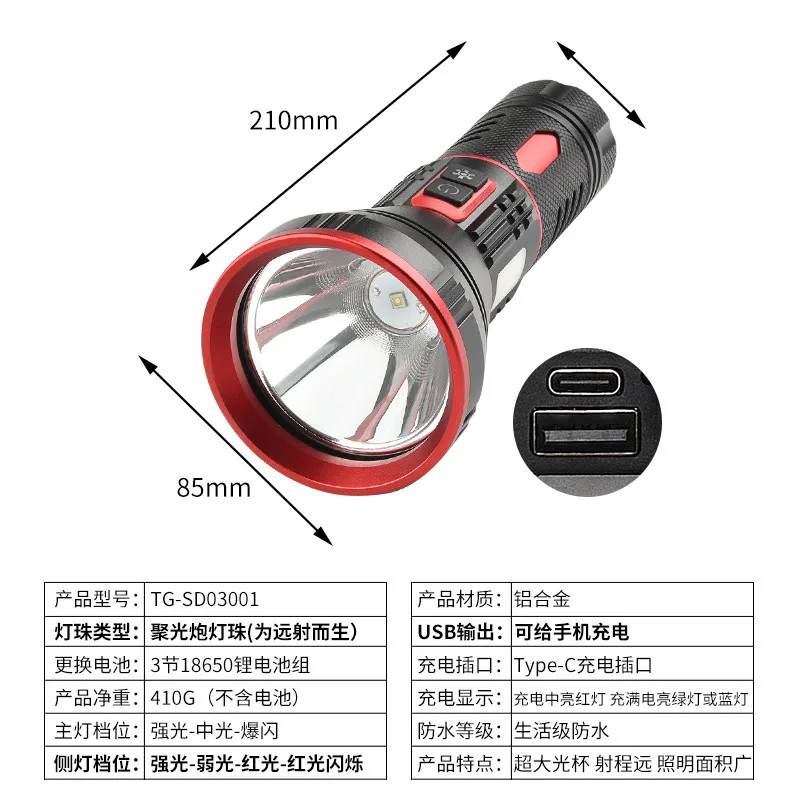 نورافکن دستی مدل 360 با نور مهتابی