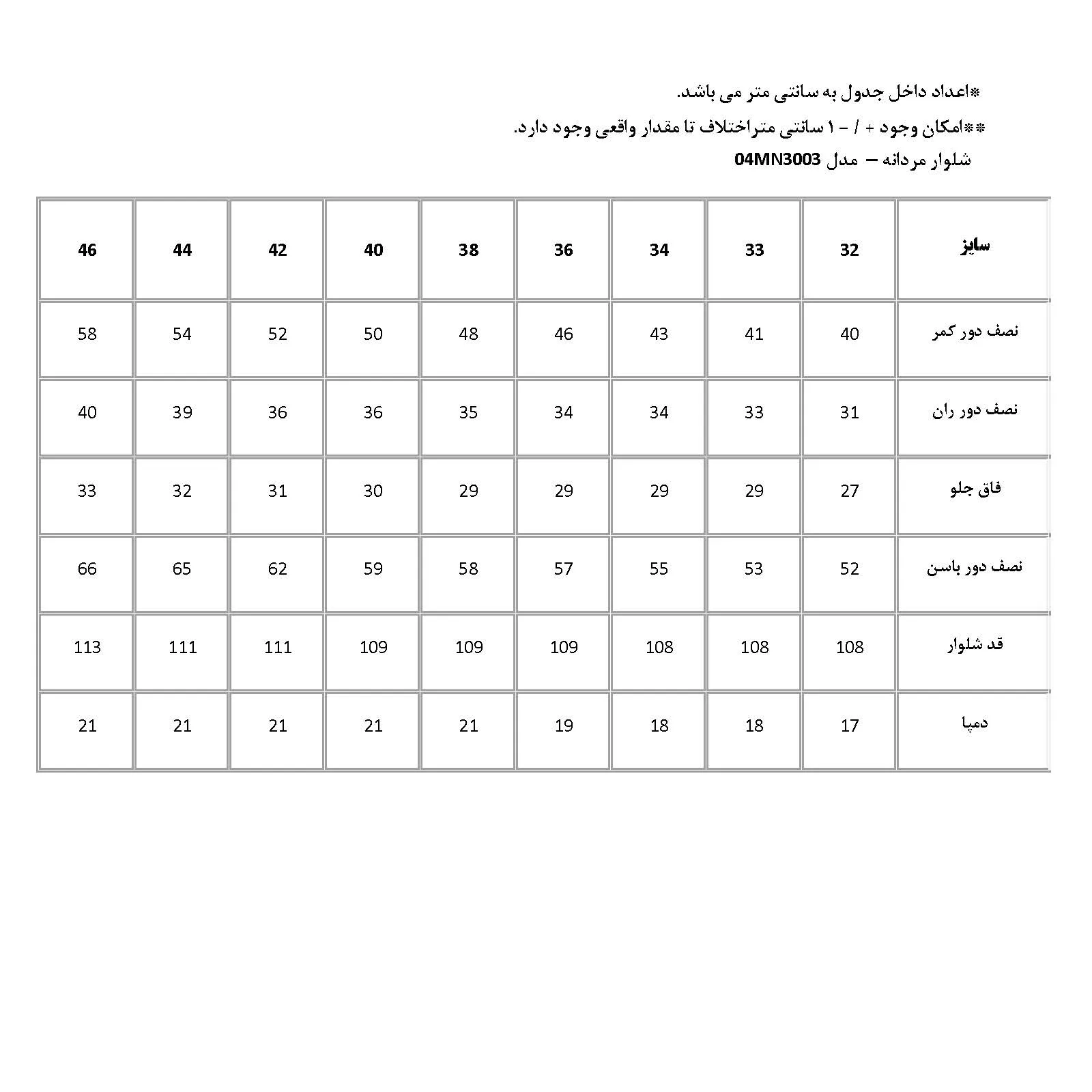 شلوار راسته مردانه پاتن جامه مدل 04MN3003
