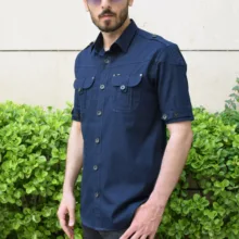 پیراهن آستین کوتاه یقه برگردان مردانه مدل رهام کد 19570455