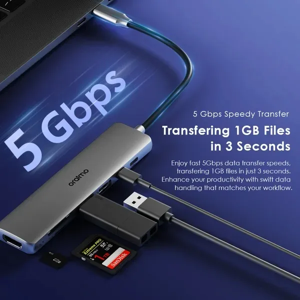 هاب 7 پورت USB-C اورایمو مدل PowerTrans