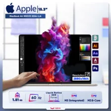 لپ تاپ 15.3 اینچی اپل مدل MacBook Air MXD33 2024 LLA-M3-16GB RAM-512GB SSD