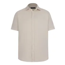 پیراهن آستین کوتاه یقه برگردان مردانه پاتن جامه مدل کتان کد MC8113