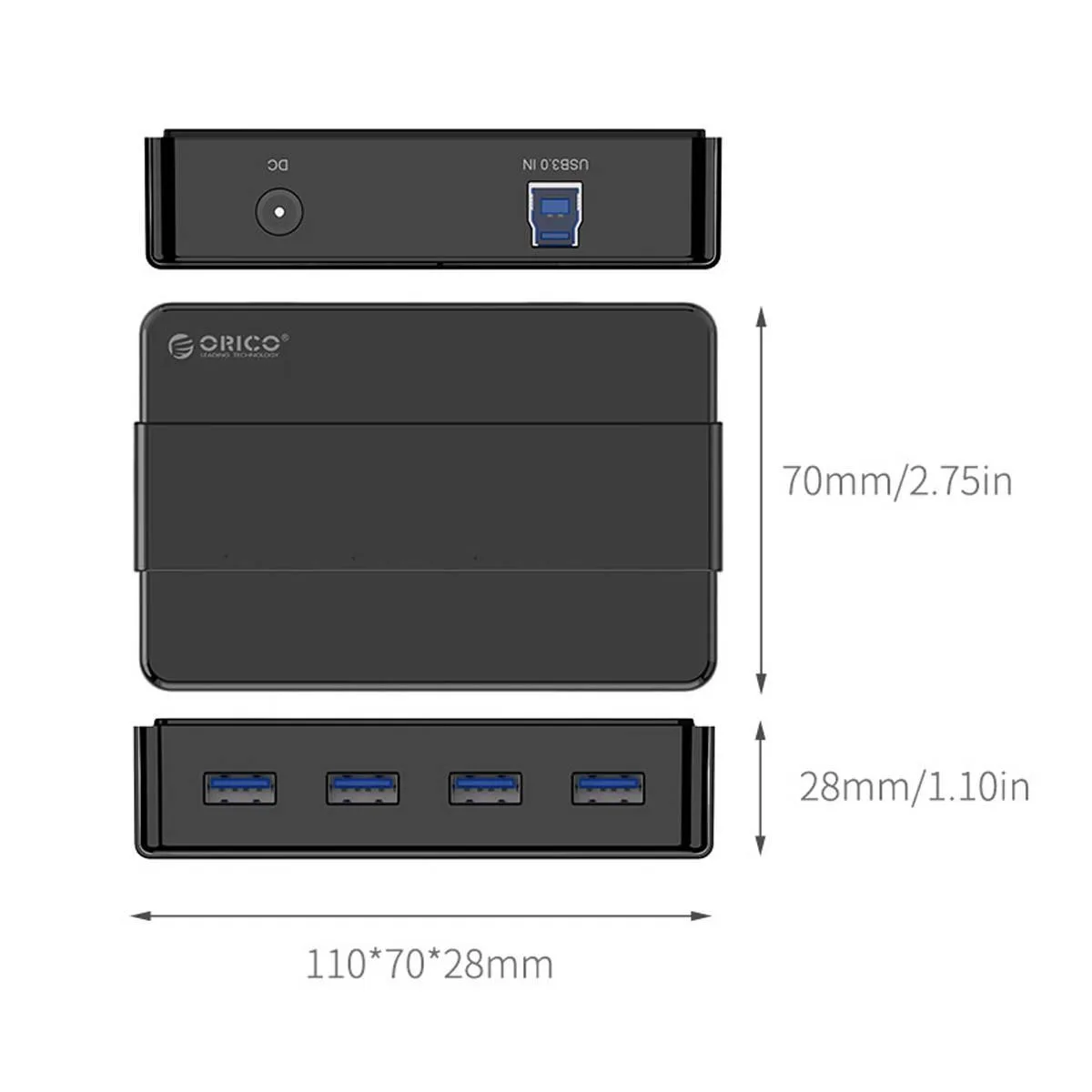 هاب 4 پورت USB3.0 اوریکو مدل H4928-U3-V1 با آداپتور