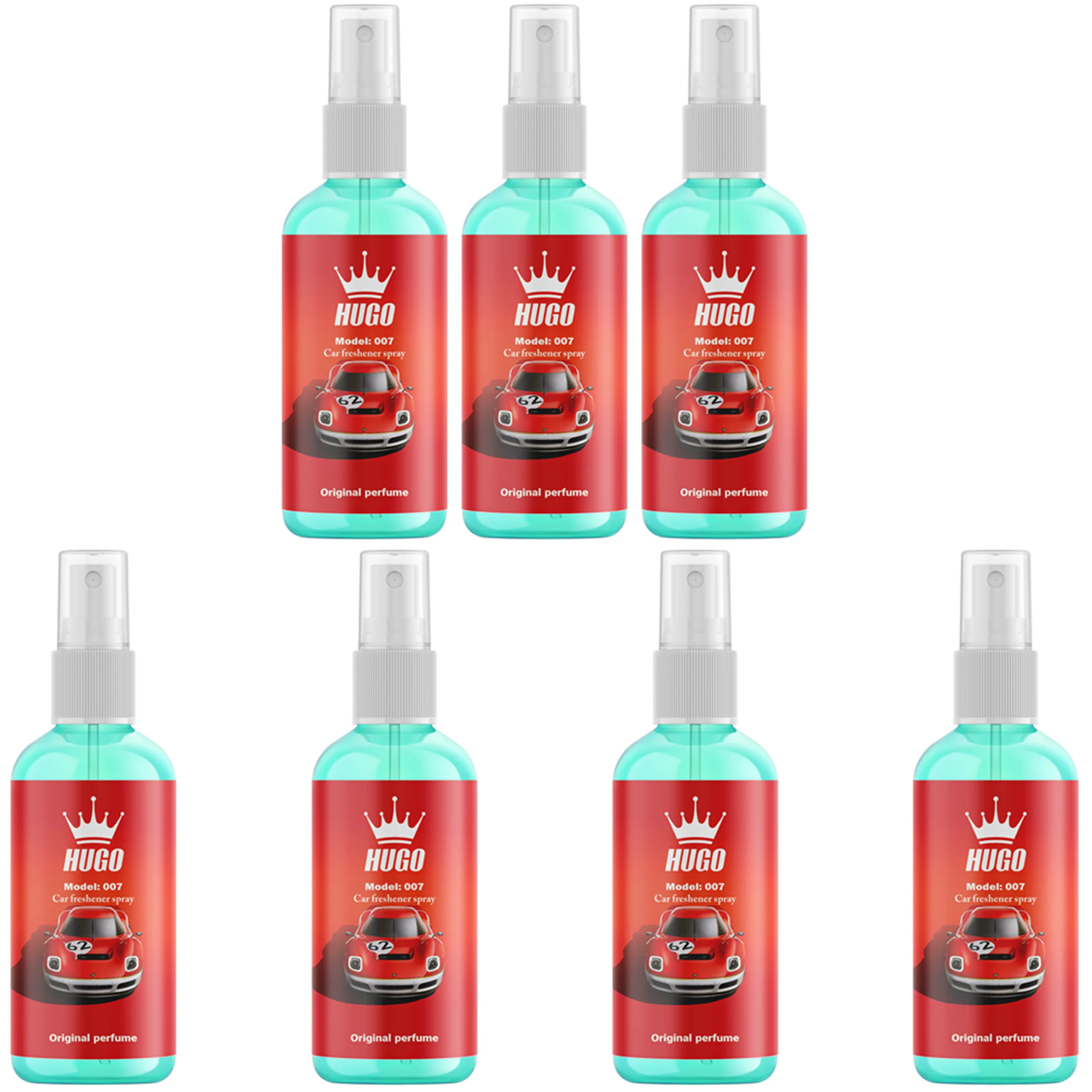 اسپری خوشبو کننده خودرو هوگو مدل 007 با رایحه Perfume حجم 50 میلی لیتر بسته 7 عددی