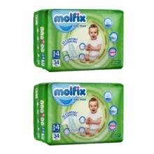 پوشک بچه مولفیکس مدل سه بعدی سایز ۴  دو بسته ۳۴ عددی