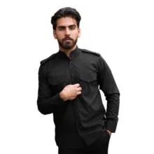 پیراهن آستین بلند یقه دیپلمات مردانه مدل سردوش دوجیب کد ۱۰۳