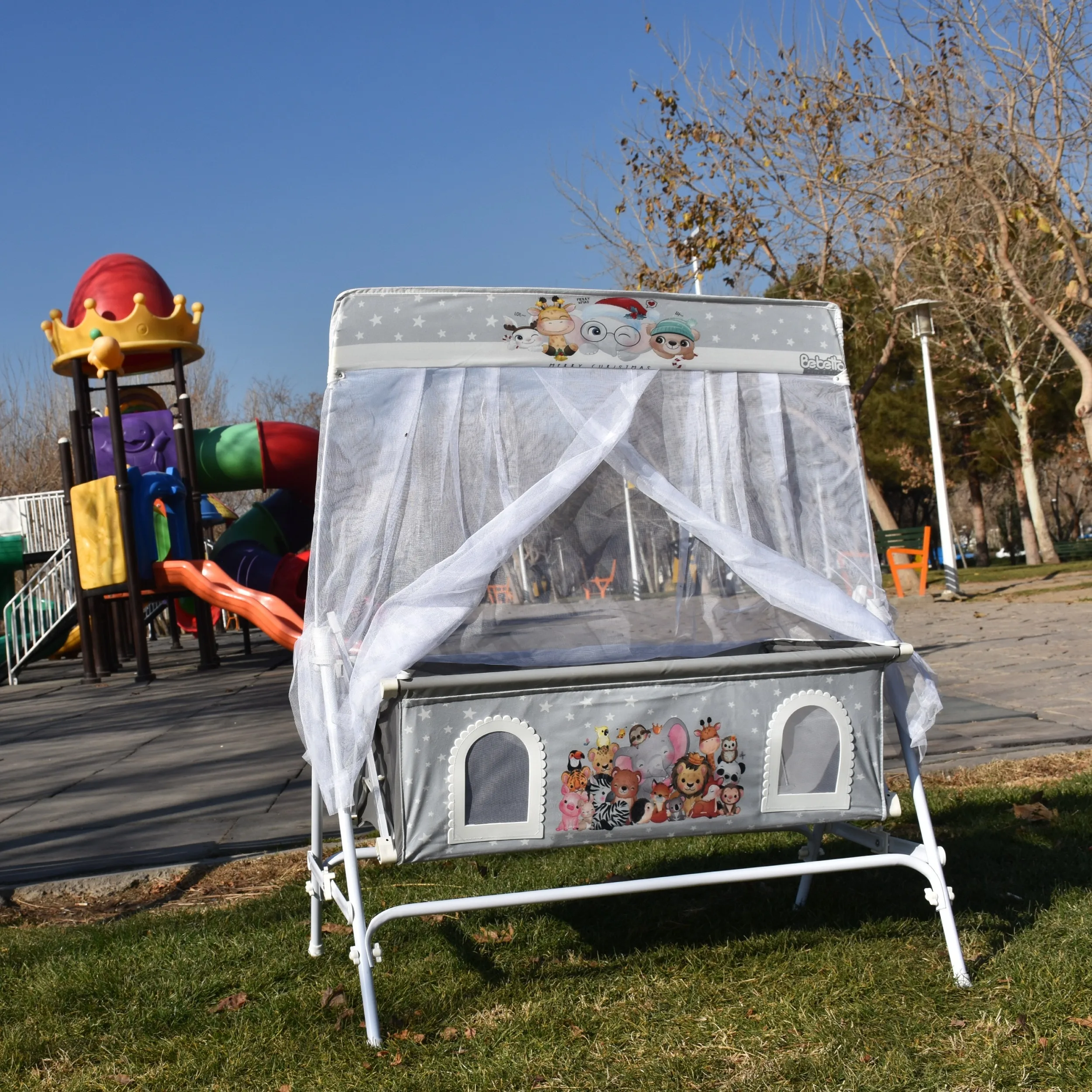 گهواره نوزاد شادی مدل مخمل طرح باغ وحش