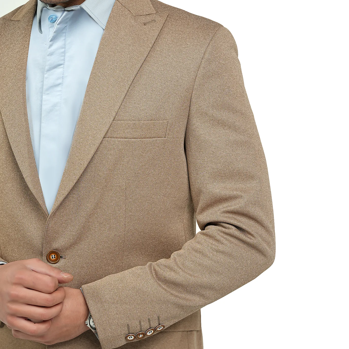 کت و شلوار مردانه مدل کاردین کش کد 5-5 رنگ نسکافه ای