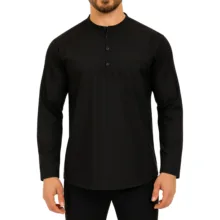 پیراهن آستین بلند یقه دیپلمات مردانه مدل سه دکمه