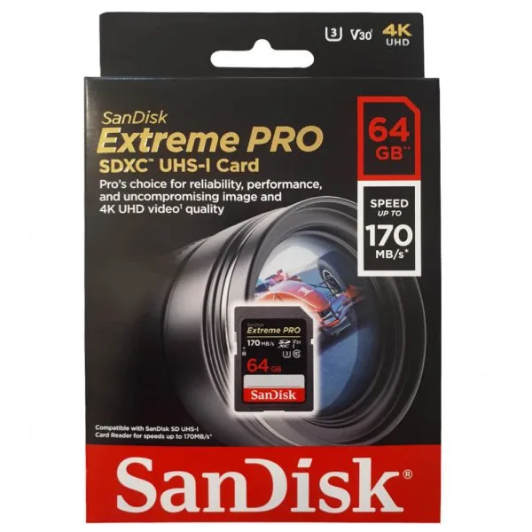 کارت حافظه SD سندیسک مدل SD Card 64GB 170mbs ظرفیت 64 گیگابایت