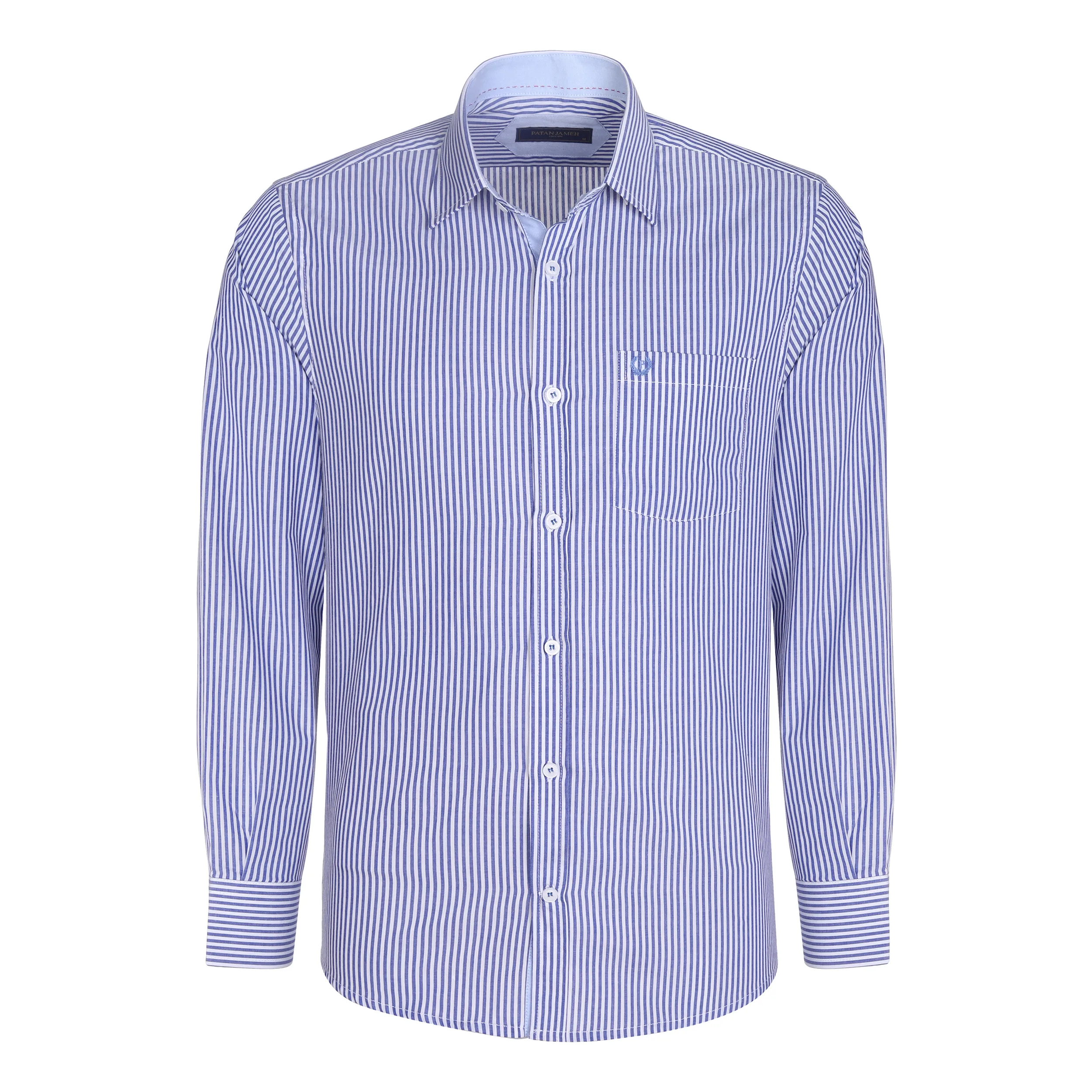 پیراهن آستین بلند یقه برگردان مردانه پاتن جامه مدل کلاسیک 102721030217287 طرح راه راه